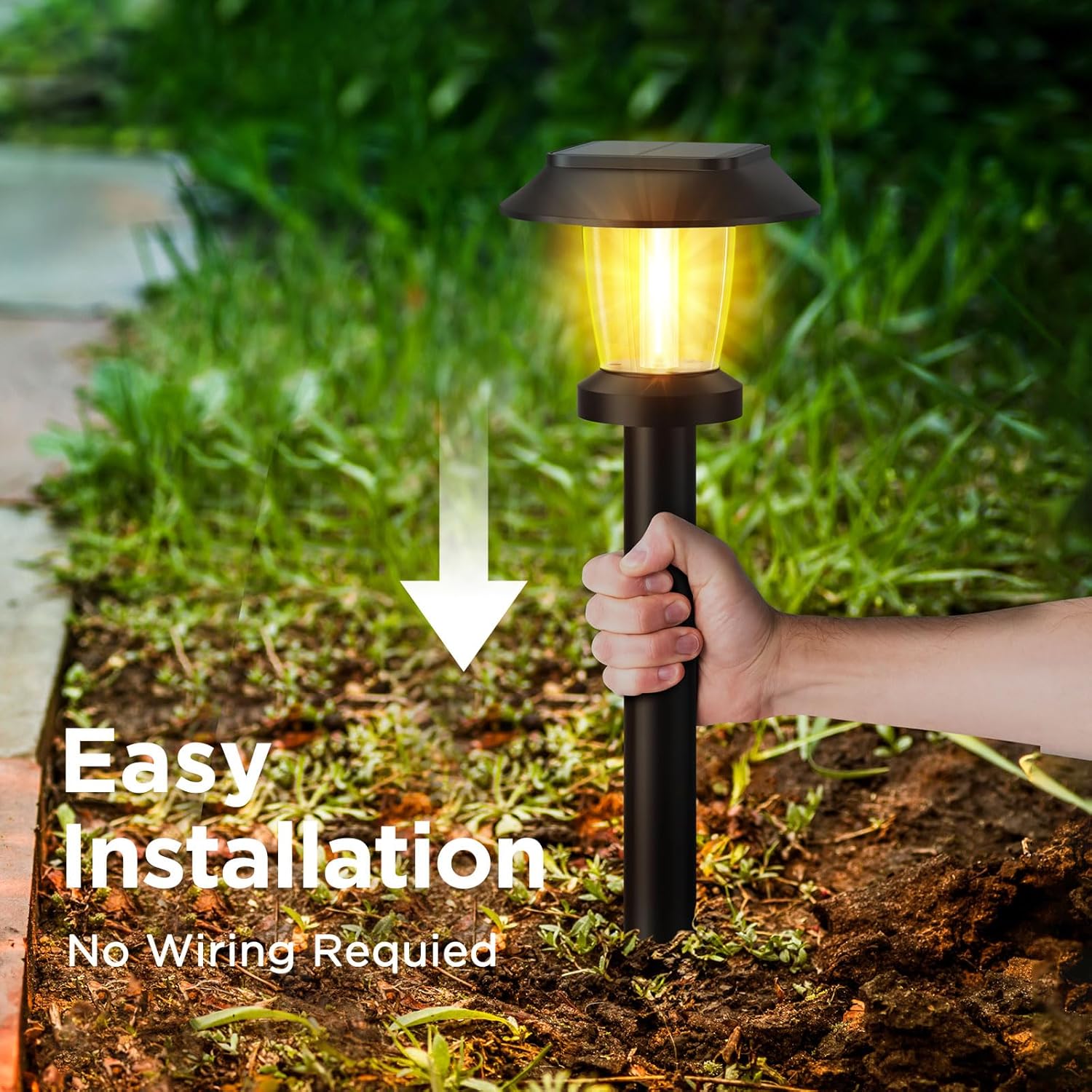 ALEPOD Solar Pathway Lights Outdoor - 12 Pack Solar Powered Garden Lights Waterproof, Decor Landscape Lighting with Three Lighting Modes for Yard, Lawn, Walkway, Driveway, Warm White - Image 4