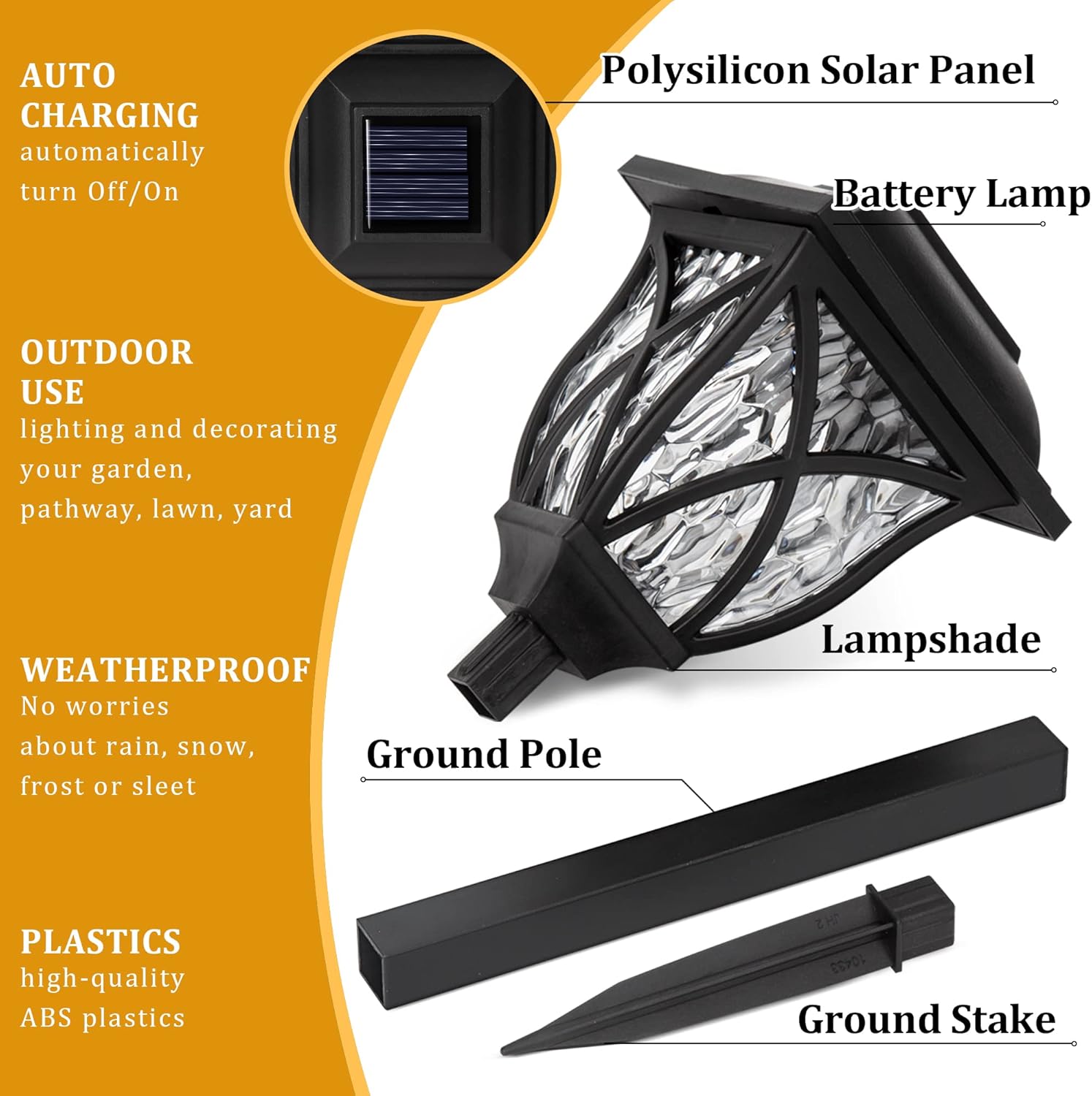 GIGALUMI Solar Lights Outdoor Waterproof, 6 Pack LED Solar Garden Lights, Outdoor Decorations, Garden Decor for Yard, Patio, Landscape, Planter, Walkway (Warm White) - Image 3