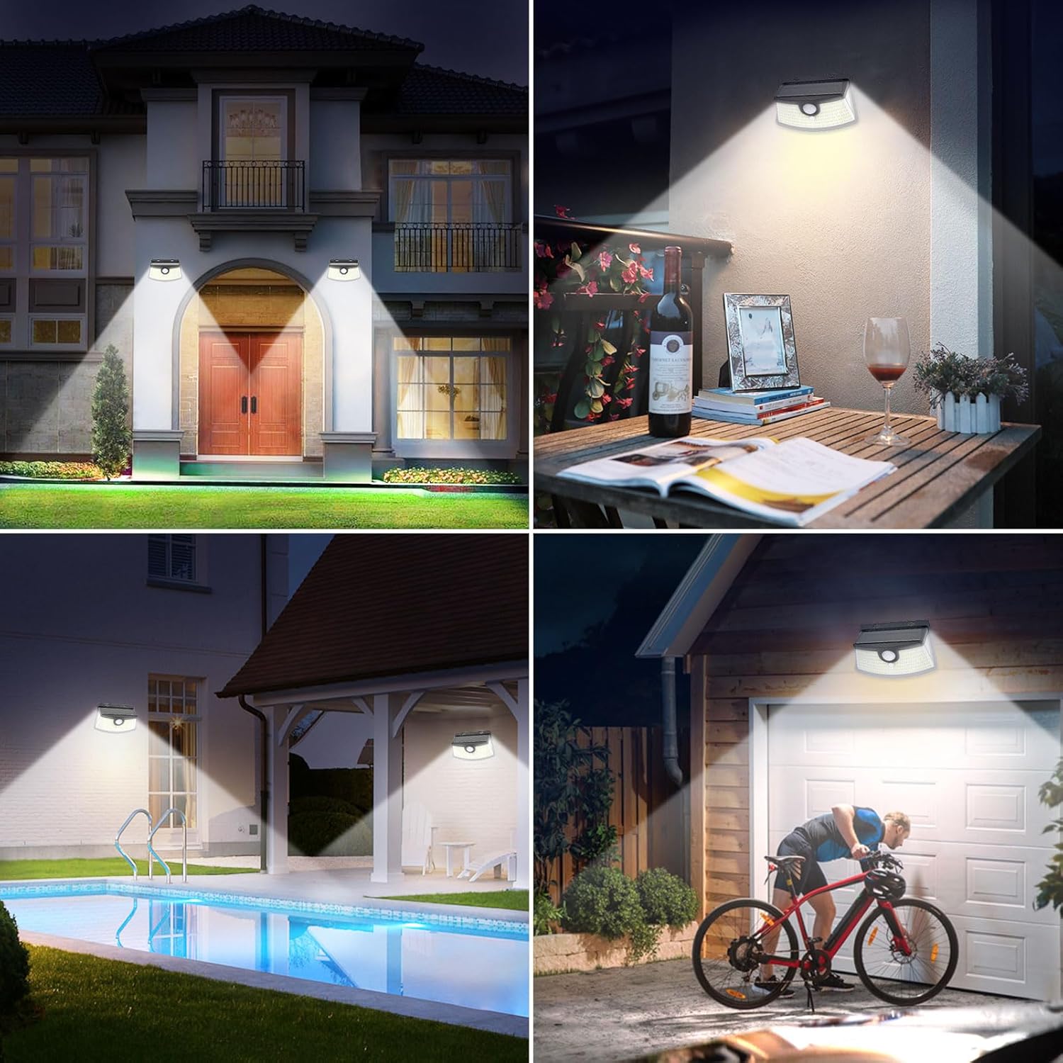 Aootek New Solar Motion Sensor Lights 120 LEDs with Lights Reflector,270° Wide Angle, IP65 Waterproof, Step Lights for Front Door, Yard, Garage, Deck (Front Button 4-Pack) - Image 5