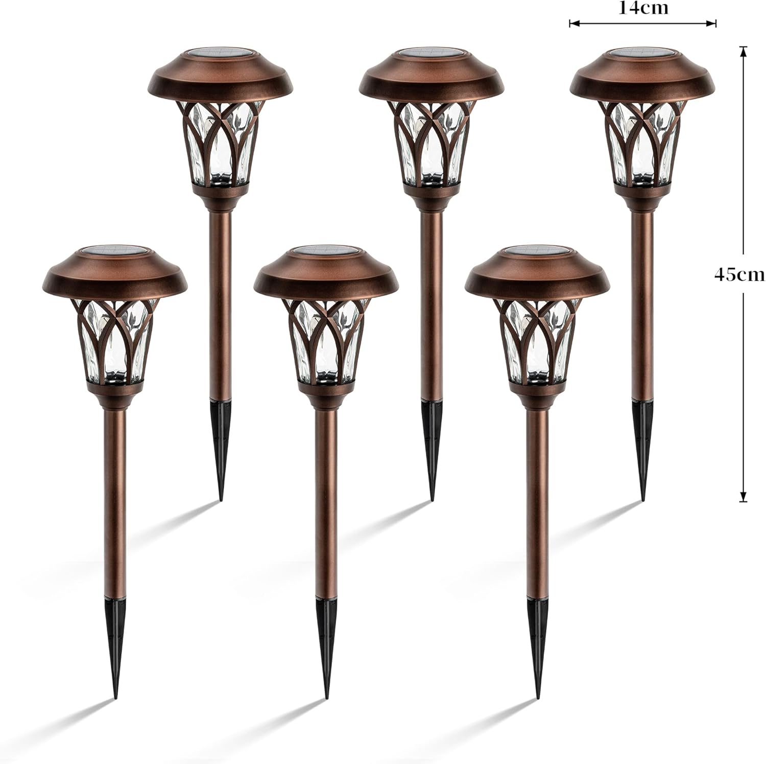 GIGALUMI 6 Pack, Solar Landscape Lights Warm White, Super Bright High Lumen Waterproof Metal Automatic Solar Pathway Yard Lights for Path, Garden, Lawn, Patio and Walkway - Image 3
