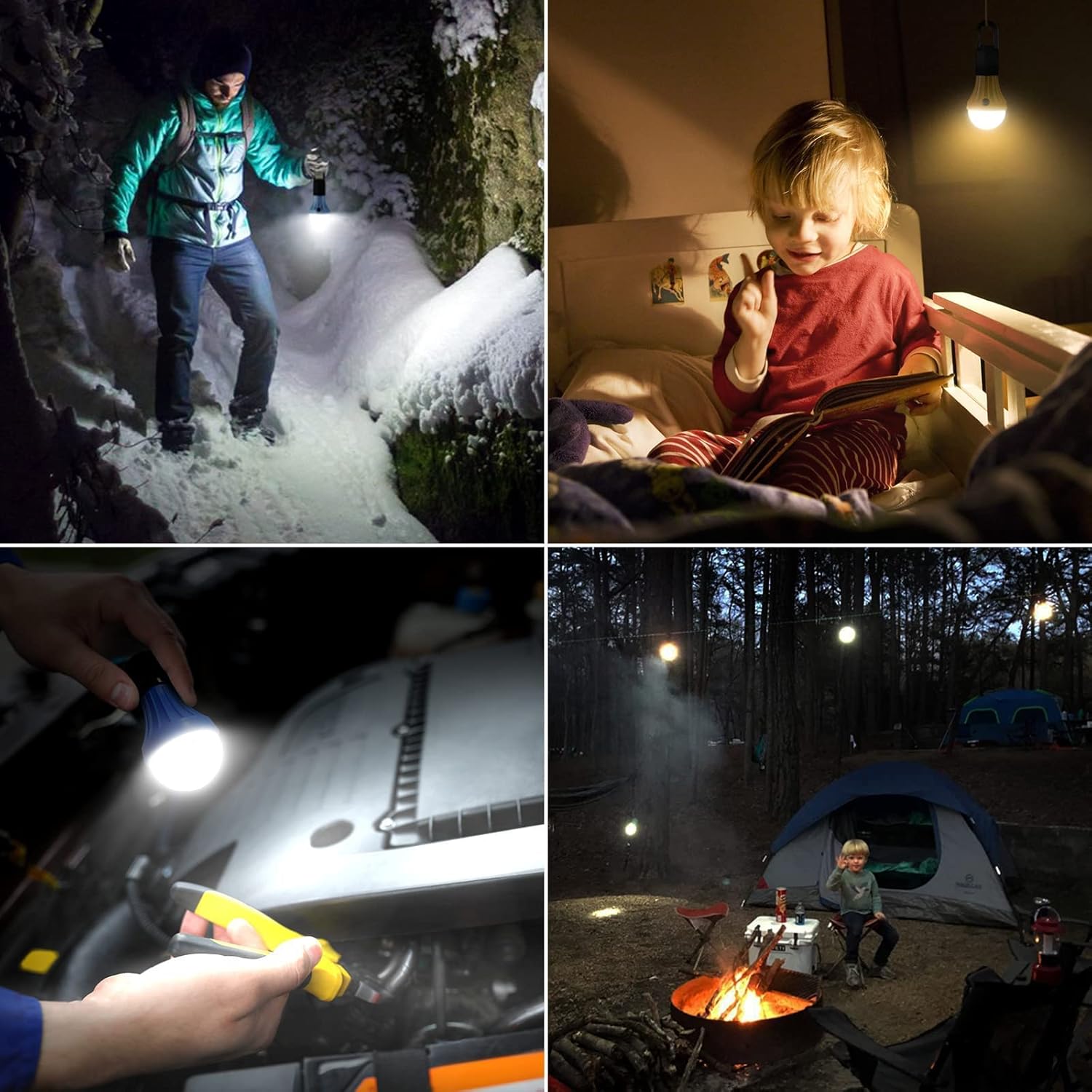 Lepro LED Camping Lantern, Camping Essentials, 3 Lighting Modes, Hanging Tent Light Bulbs with Clip Hook for Camping, Hiking, Hurricane, Storms, Outages, Collapsible, Batteries Included, 4 Packs - Image 4