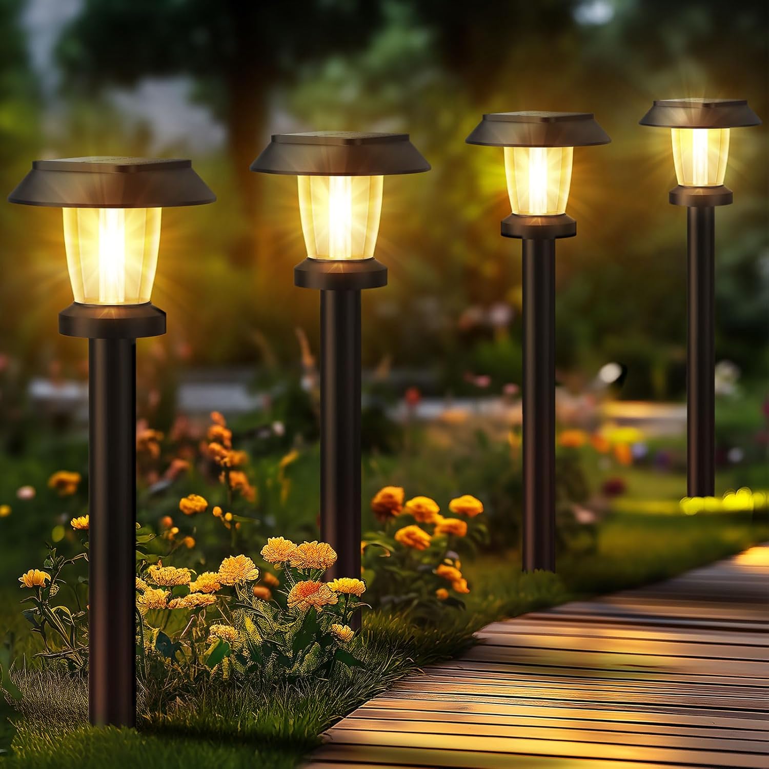 ALEPOD Solar Pathway Lights Outdoor - 8 Pack Solar Powered Garden Lights Waterproof, Decor Landscape Lighting with Three Lighting Modes for Yard, Lawn, Walkway, Driveway, Warm White