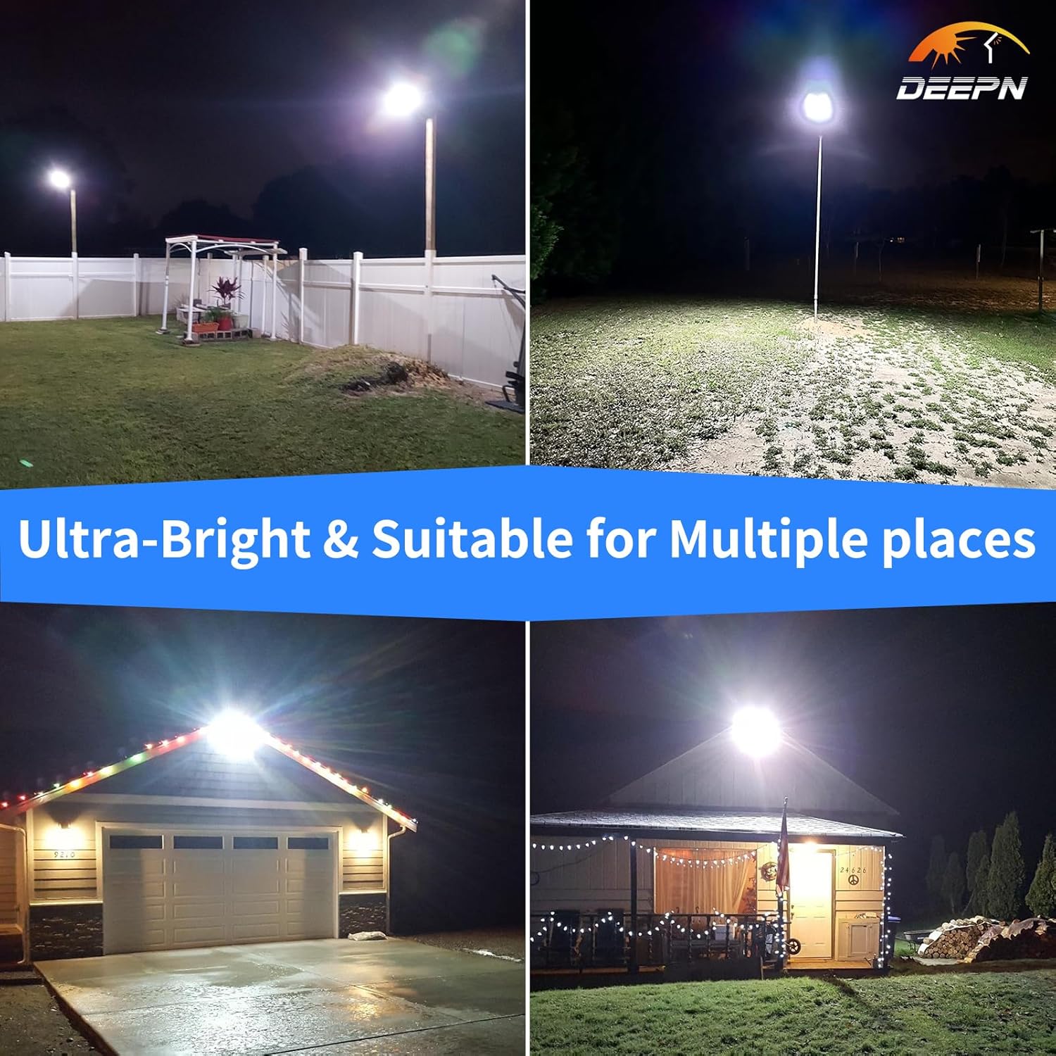 Deepn Solar Street Light, Commercial Grade Solar Lights Outdoor IP67 Waterproof, 8700W LED Flood Security Lights Motion Sensor & Dusk to Dawn Outdoor Lighting for Parking Lots, Streets & Yard, 2 Pack - Image 8