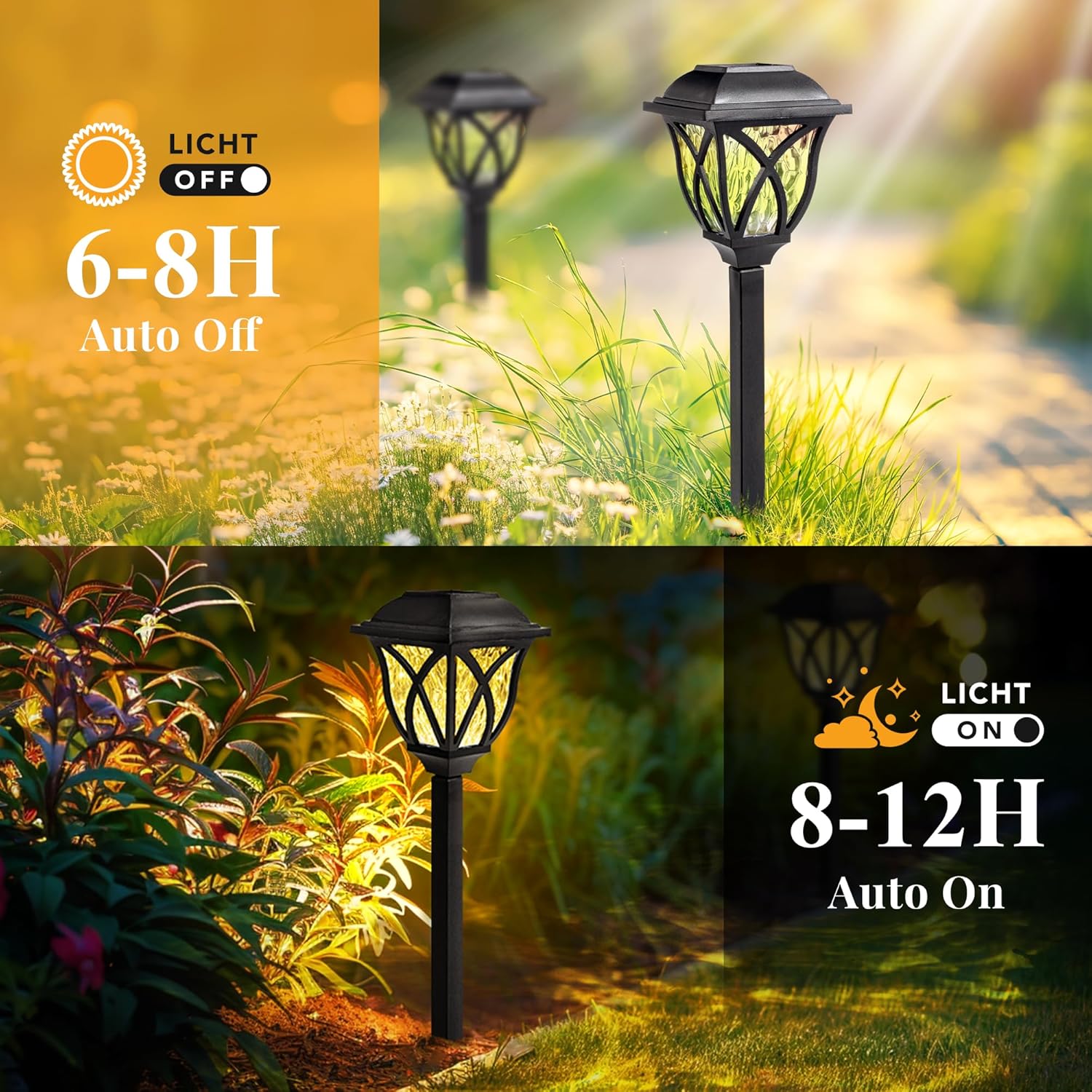 GIGALUMI Solar Lights Outdoor Waterproof, 6 Pack LED Solar Garden Lights, Outdoor Decorations, Garden Decor for Yard, Patio, Landscape, Planter, Walkway (Warm White) - Image 5