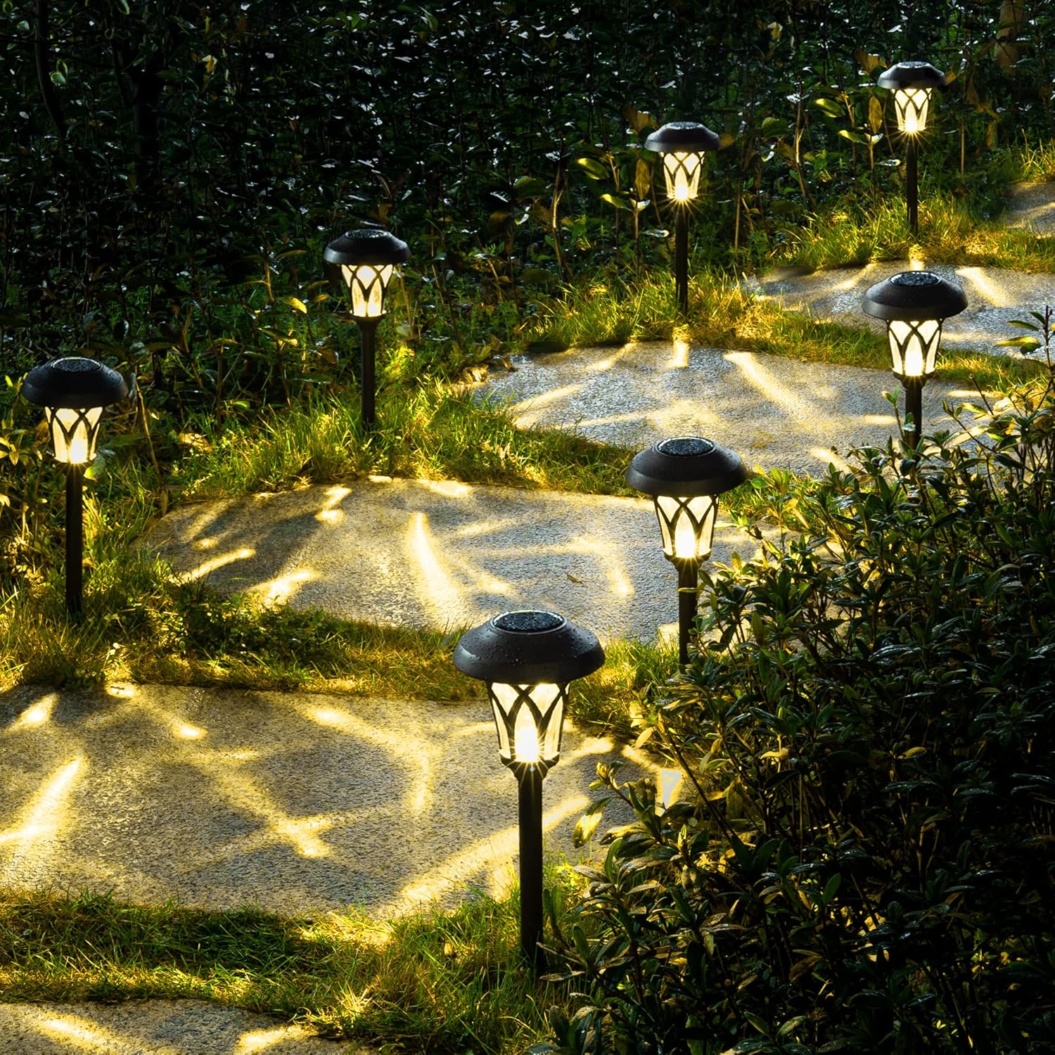 GIGALUMI 6 Pack, Solar Landscape Lights Warm White, Super Bright High Lumen Waterproof Metal Automatic Solar Pathway Yard Lights for Path, Garden, Lawn, Patio and Walkway - Image 6